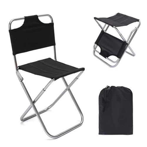 HXPKKX KANGYEBAIHUODIAN Geeignet for tragbares Zusammenklappen mit Rückenlehne, multifunktionaler Freizeit-Angelstuhl aus Aluminiumlegierung, Klapphocker for Campingbedarf von HXPKKX