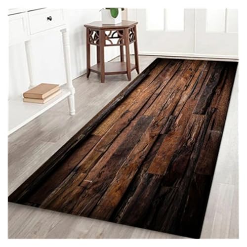 HXPKKX KANGYEBAIHUODIAN Geometrische Holzmaserung Küchenmatte Bodenmatte Teppich Fußmatten Eingang Rutschfester Bodenteppich Passend for Wohnzimmer Küchenteppich Teppich(5,50x80cm) von HXPKKX