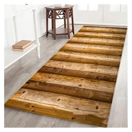 HXPKKX KANGYEBAIHUODIAN Geometrische Holzmaserung Küchenmatte Bodenmatte Teppich Fußmatten Eingang Rutschfester Bodenteppich Passend for Wohnzimmer Küchenteppich Teppich(6,40x60cm) von HXPKKX