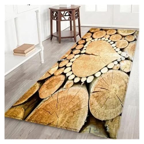 HXPKKX KANGYEBAIHUODIAN Geometrische Holzmaserung Küchenmatte Bodenmatte Teppich Fußmatten Eingang Rutschfester Bodenteppich Passend for Wohnzimmer Küchenteppich Teppich(7,40x120cm) von HXPKKX