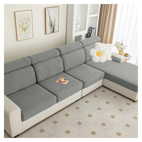 HXPKKX KANGYEBAIHUODIAN Jacquard-Sitzkissenbezug, wasserabweisend, elastisch, grau, Sofabezug, passend for Wohnzimmer, Möbelschutz, passend for Haustiere und Kinder, abnehmbar(Grey,55-110cm) von HXPKKX