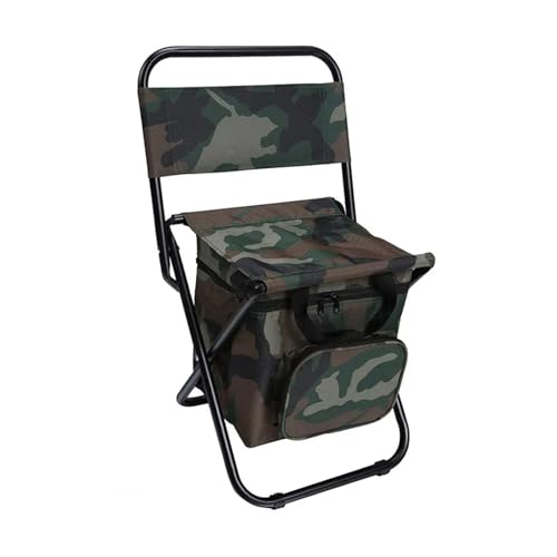 HXPKKX KANGYEBAIHUODIAN Passend for 3-in-1-Klappstuhl for den Außenbereich mit Eisaufbewahrungstasche, Rückenlehne, tragbar, hochbelastbar, Camping-Angelstuhl-Zubehör(Camouflage) von HXPKKX