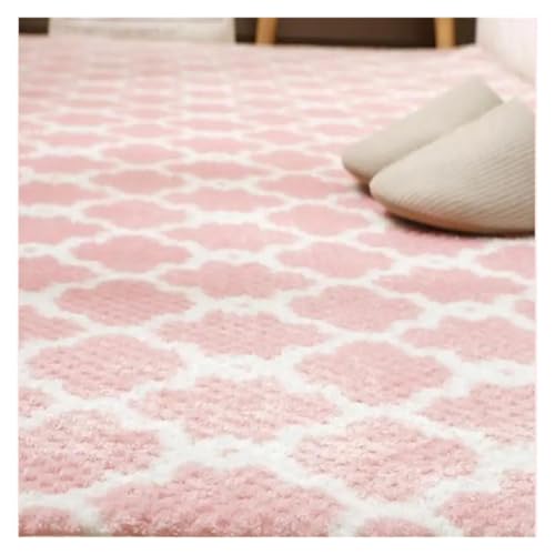 HXPKKX KANGYEBAIHUODIAN Passend for Ananas-Gitter-Schlafzimmer, Wohnzimmer, Couchtisch, kurzer Samtteppich, schönes Mädchenbett, voller Teppich, Rutschfester Teppich for Zuhause(400MMx600MM) von HXPKKX