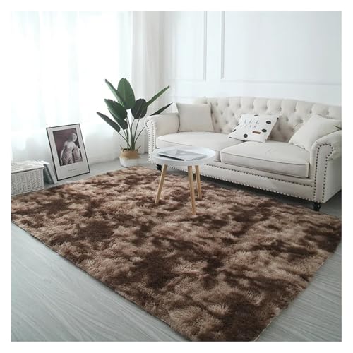 HXPKKX KANGYEBAIHUODIAN Passend for Batik-Teppich mit Farbverlauf, Wohnzimmer-Couchtischmatte, Plüsch, waschbar, volle Bodenmatte, Schlafzimmer-Bettdecke(Coffee) von HXPKKX