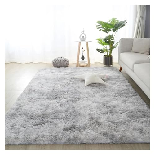 HXPKKX KANGYEBAIHUODIAN Passend for Batik-Teppich mit Farbverlauf, Wohnzimmer-Couchtischmatte, Plüsch, waschbar, volle Bodenmatte, Schlafzimmer-Bettdecke(Silver Grey) von HXPKKX