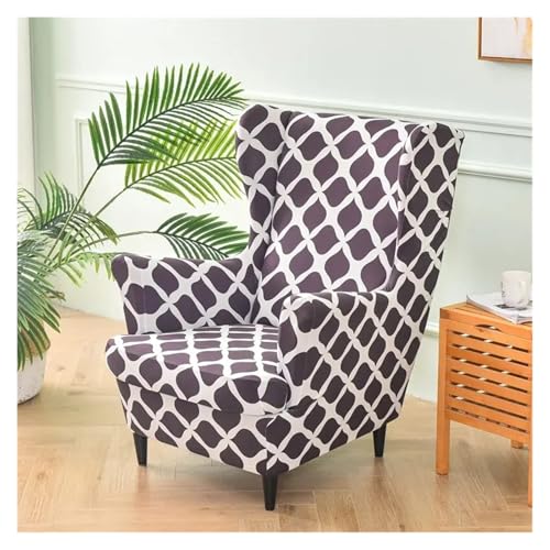 HXPKKX KANGYEBAIHUODIAN Passend for Bedruckte Ohrensesselbezüge, Stretch-Ohrensessel-Schonbezug mit Sitzkissenbezug, elastischer, Abnehmbarer Sofa-Möbelschutz(A12 Wing Chair Cover) von HXPKKX
