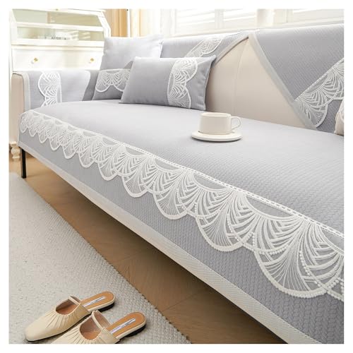 HXPKKX KANGYEBAIHUODIAN Passend for Chenille-Weizen-Jacquard-Sofabezug, Sofakissenbezug, Vier-Jahreszeiten-Sofatuch, rutschfeste leichte Luxus-Ledersofadecke(Light Grey,70X180cm) von HXPKKX