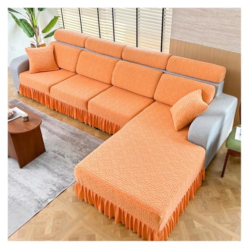HXPKKX KANGYEBAIHUODIAN Passend for Jacquard-Sofa-Sitzkissenbezug, universeller Anti-Rutsch-Möbelschutz, Couchbezüge, abnehmbare Sitzbezüge(Orange,1PC M) von HXPKKX