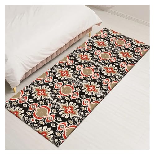 HXPKKX KANGYEBAIHUODIAN Passend for Moderne Küchenteppiche aus Flanell im Bohemian-Stil, rutschfest, waschbar, lang, bunt, Bodenmatte, Wohnzimmer, Balkon, Badezimmer, Teppichtapeten(KPJL3,60CMX90CM) von HXPKKX