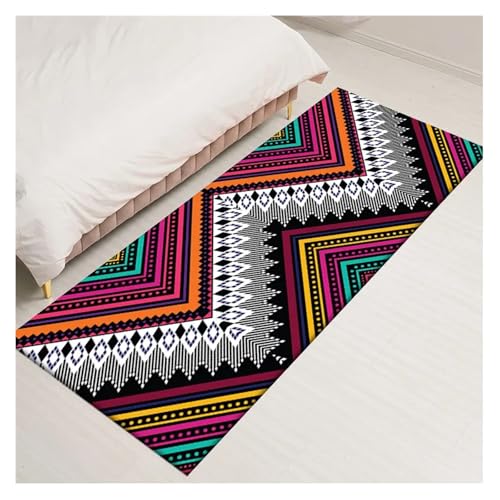 HXPKKX KANGYEBAIHUODIAN Passend for Moderne Küchenteppiche aus Flanell im Bohemian-Stil, rutschfest, waschbar, lang, bunt, Bodenmatte, Wohnzimmer, Balkon, Badezimmer, Teppichtapeten(KPJL5,60CMX90CM) von HXPKKX