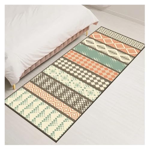 HXPKKX KANGYEBAIHUODIAN Passend for Moderne Küchenteppiche aus Flanell im Bohemian-Stil, rutschfest, waschbar, lang, bunt, Bodenmatte, Wohnzimmer, Balkon, Badezimmer, Teppichtapeten(KPJL8,40CMX60CM) von HXPKKX