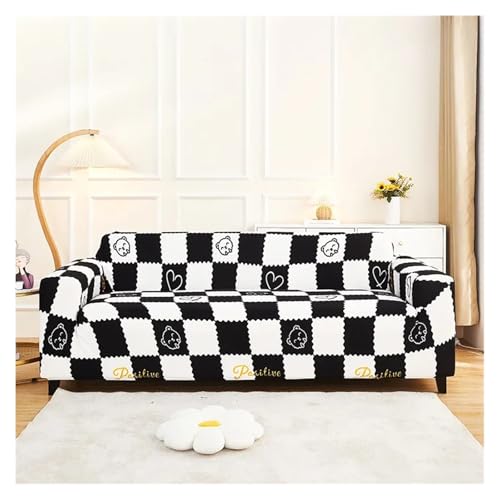 HXPKKX KANGYEBAIHUODIAN Passend for Sofabezug Lazy Double Armrest All-Inclusive Sofabezug Stretch Knit Atmungsaktives Sofakissen Italienisch Einfach Kratzfest(Black,145-185cm) von HXPKKX