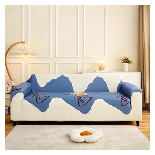 HXPKKX KANGYEBAIHUODIAN Passend for Sofabezug Lazy Double Armrest All-Inclusive Sofabezug Stretch Knit Atmungsaktives Sofakissen Italienisch Einfach Kratzfest(Jane Eyre-Blue,90-140cm) von HXPKKX
