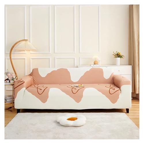HXPKKX KANGYEBAIHUODIAN Passend for Sofabezug Lazy Double Armrest All-Inclusive Sofabezug Stretch Knit Atmungsaktives Sofakissen Italienisch Einfach Kratzfest(Jane Eyre-apricot,90-140cm) von HXPKKX
