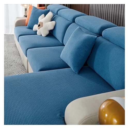 HXPKKX KANGYEBAIHUODIAN Passend for Sofakissenbezüge, hochelastischer Jacquard-Stoff, ganzjährig schmutzabweisend for Haustiere, maschinenwaschbarer Sofabezug(Blue,2 Seater) von HXPKKX