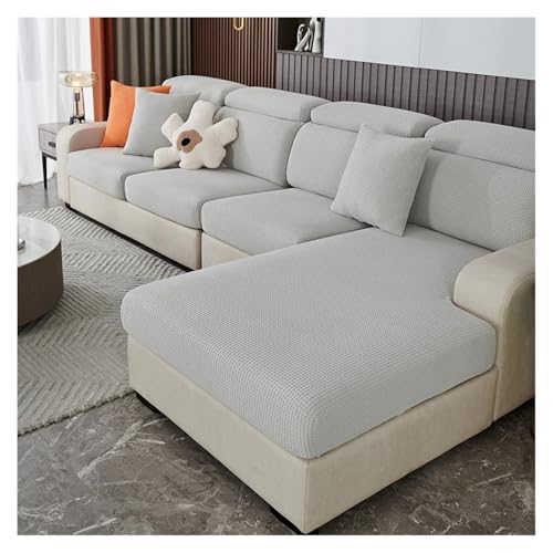 HXPKKX KANGYEBAIHUODIAN Passend for Sofakissenbezüge, hochelastischer Jacquard-Stoff, ganzjährig schmutzabweisend for Haustiere, maschinenwaschbarer Sofabezug(Light Grey,1 Seater) von HXPKKX