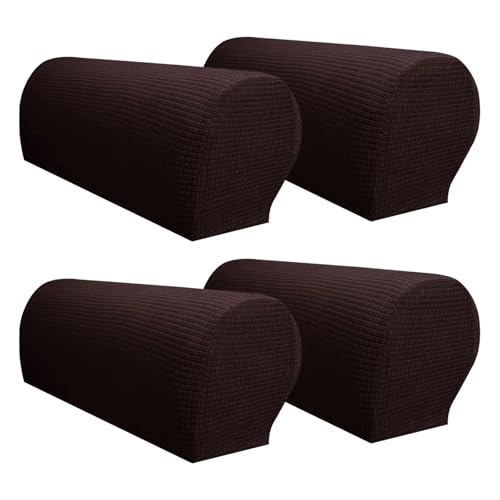 HXPKKX KANGYEBAIHUODIAN Passend for Stretch-Armlehnenbezüge, Set mit Stuhl- und Sofa-Armschonern, Sesselbezüge, Fester Couchbezug, Abnehmbarer elastischer Sessel- und Sofa-Armbezug(Dark Coffee) von HXPKKX