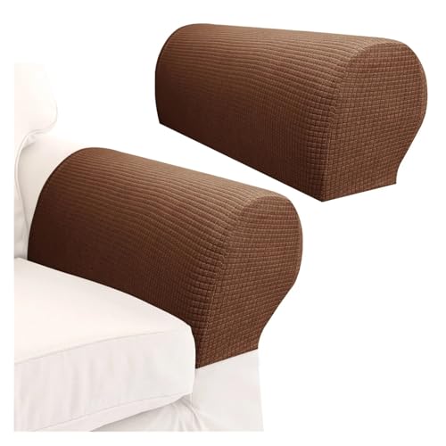 HXPKKX KANGYEBAIHUODIAN Passend for Stretch-Armlehnenbezüge, Set mit Stuhl- und Sofa-Armschonern, Sesselbezüge, Fester Couchbezug, Abnehmbarer elastischer Sessel- und Sofa-Armbezug(Light Coffee) von HXPKKX