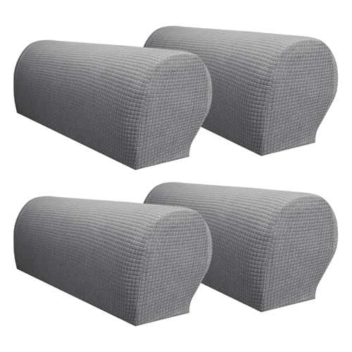HXPKKX KANGYEBAIHUODIAN Passend for Stretch-Armlehnenbezüge, Set mit Stuhl- und Sofa-Armschonern, Sesselbezüge, Fester Couchbezug, Abnehmbarer elastischer Sessel- und Sofa-Armbezug(Light Grey) von HXPKKX