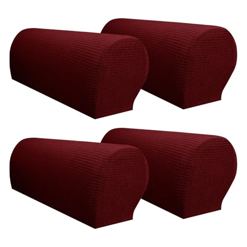 HXPKKX KANGYEBAIHUODIAN Passend for Stretch-Armlehnenbezüge, Set mit Stuhl- und Sofa-Armschonern, Sesselbezüge, Fester Couchbezug, Abnehmbarer elastischer Sessel- und Sofa-Armbezug(Wine red) von HXPKKX