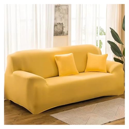 HXPKKX KANGYEBAIHUODIAN Passend for einfarbige Sofabezüge aus Milchseide mit elastischer, ganzjähriger, universeller Anti-Rutsch-Kombination(Yellow,235-300cm) von HXPKKX