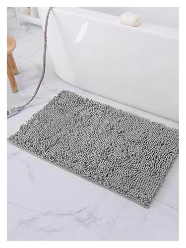 HXPKKX KANGYEBAIHUODIAN Passend for ganzjährige, graue Chenille-Teppiche for Küche und Bad, rutschfeste, saugfähige und verschleißfeste Bodenmatte(50cmx80cm) von HXPKKX