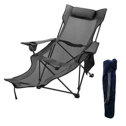 HXPKKX KANGYEBAIHUODIAN Passend for klappbaren Campingstuhl, 150 kg Tragkraft, mit Fußstütze, Mesh-Lounge-Getränkehalter und Aufbewahrungstasche, graues Camping HXPKKX KANGYEBAIHUODIAN Passend for klappbaren Campingstuhl, 150 kg Tragkraft, mit Fußstütze, Mesh-Lounge-Getränkehalter und Aufbewahrungstasche, graues Camping von HXPKKX