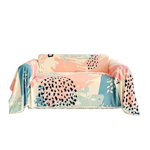 HXPKKX KANGYEBAIHUODIAN Passend for nordische Sofa-Überwurfdecken, Outdoor-Camping-Picknick, große Decke, Freizeit, Entspannung, Strandtuch, weißer Reiseteppich, Quasten, Leinen(Color 8,180X180cm) von HXPKKX