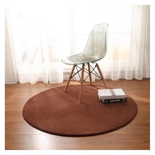 HXPKKX KANGYEBAIHUODIAN Passend for runden Teppich aus Korallenvlies for Wohnzimmer, Schlafzimmer, Couchtisch, Fußmatten, Balkon, Erkerfenster, Kinderspiel-Krabbelmatte, Grau(Brown,Diam180cm 70.9in) von HXPKKX