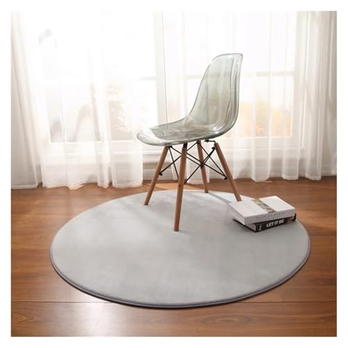 HXPKKX KANGYEBAIHUODIAN Passend for runden Teppich aus Korallenvlies for Wohnzimmer, Schlafzimmer, Couchtisch, Fußmatten, Balkon, Erkerfenster, Kinderspiel-Krabbelmatte, Grau(Gray,Diam150cm 59in) von HXPKKX