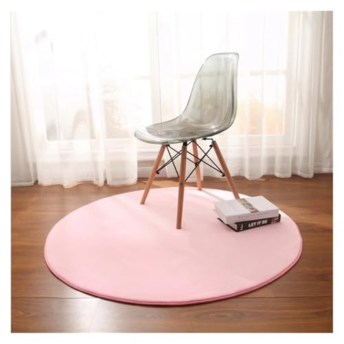 HXPKKX KANGYEBAIHUODIAN Passend for runden Teppich aus Korallenvlies for Wohnzimmer, Schlafzimmer, Couchtisch, Fußmatten, Balkon, Erkerfenster, Kinderspiel-Krabbelmatte, Grau(Pink,Diam120cm 47in) von HXPKKX