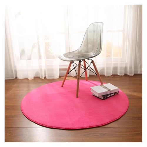 HXPKKX KANGYEBAIHUODIAN Passend for runden Teppich aus Korallenvlies for Wohnzimmer, Schlafzimmer, Couchtisch, Fußmatten, Balkon, Erkerfenster, Kinderspiel-Krabbelmatte, Grau(Rosered,Diam140cm 55in) von HXPKKX