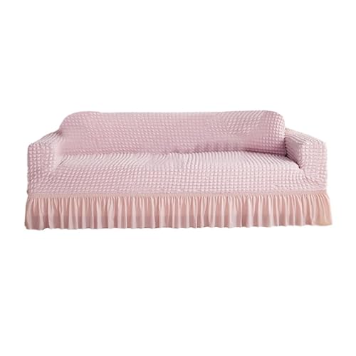 HXPKKX KANGYEBAIHUODIAN Plaids Seersuckers Sofabezug for Wohnzimmer Stretch Sofa Schonbezug passend for Home Sesselbezug 3 Eckcouchbezug(Pink,L) von HXPKKX