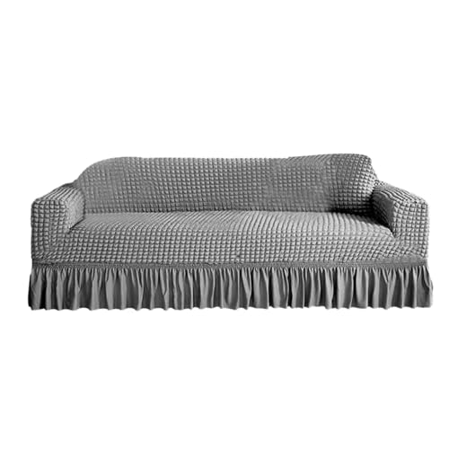 HXPKKX KANGYEBAIHUODIAN Plaids Seersuckers Sofabezug for Wohnzimmer Stretch Sofa Schonbezug passend for Home Sesselbezug 3 Eckcouchbezug(for Grey,for M) von HXPKKX