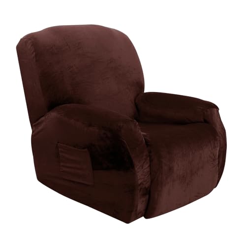 HXPKKX KANGYEBAIHUODIAN Samt-Sofabezug for Liegestühle, passend for Wohnzimmer, elastische Spandex-Stuhlbezüge for Lazy Boy-Sessel, Stretch-Loungesessel-Schonbezug mit Tasche(Brown) von HXPKKX