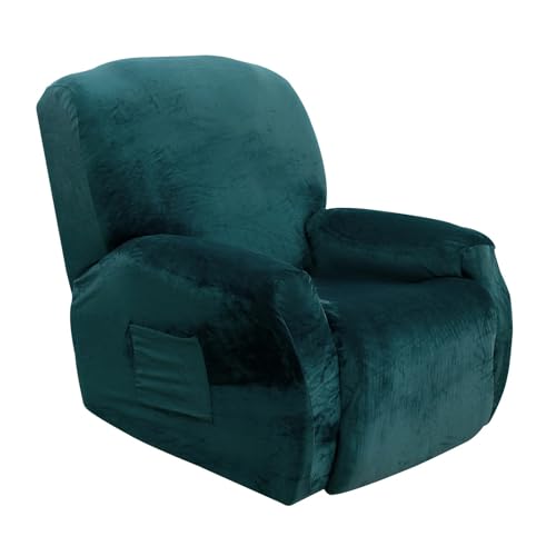 HXPKKX KANGYEBAIHUODIAN Samt-Sofabezug for Liegestühle, passend for Wohnzimmer, elastische Spandex-Stuhlbezüge for Lazy Boy-Sessel, Stretch-Loungesessel-Schonbezug mit Tasche(Green) von HXPKKX