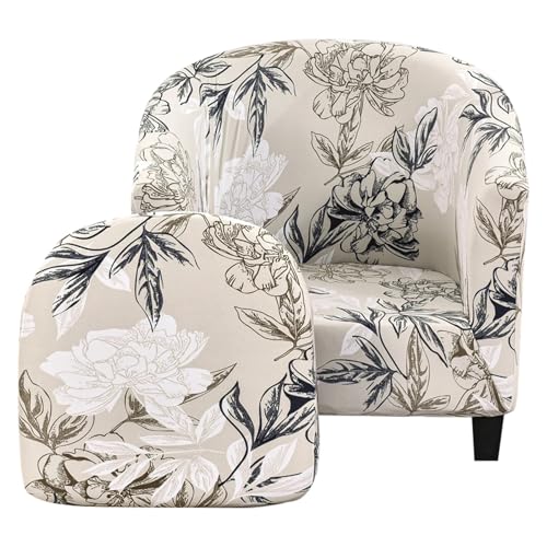 HXPKKX KANGYEBAIHUODIAN Stretch-Sofa-Sesselbezug aus Polyester, Club-Badewannen-Sesselbezug, Abnehmbarer, waschbarer Sesselbezug, passend for Wohnzimmer, Zuhause, Neu(Flowers) von HXPKKX