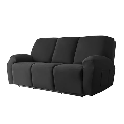 HXPKKX KANGYEBAIHUODIAN Stretch-Sofabezug for Liegestühle, passend for Wohnzimmer, elastischer Bezug for Liegestühle, Schutz for 1/2/3-Sitzer, Lazy Boy Relax-Sesselbezug(Black,3 Seater) von HXPKKX