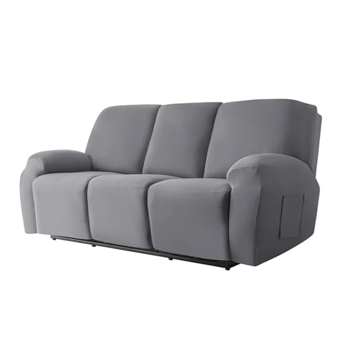 HXPKKX KANGYEBAIHUODIAN Stretch-Sofabezug for Liegestühle, passend for Wohnzimmer, elastischer Bezug for Liegestühle, Schutz for 1/2/3-Sitzer, Lazy Boy Relax-Sesselbezug(Grey,3 Seater) von HXPKKX