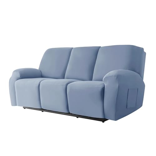 HXPKKX KANGYEBAIHUODIAN Stretch-Sofabezug for Liegestühle, passend for Wohnzimmer, elastischer Bezug for Liegestühle, Schutz for 1/2/3-Sitzer, Lazy Boy Relax-Sesselbezug(Grey Blue,3 Seater) von HXPKKX