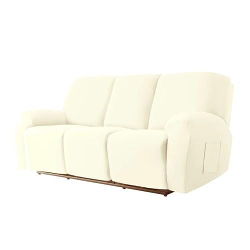 HXPKKX KANGYEBAIHUODIAN Stretch-Sofabezug for Liegestühle, passend for Wohnzimmer, elastischer Bezug for Liegestühle, Schutz for 1/2/3-Sitzer, Lazy Boy Relax-Sesselbezug(Ivory,3 Seater) von HXPKKX
