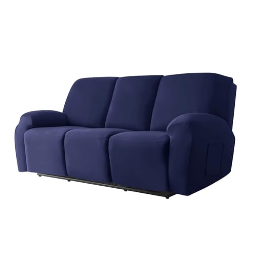 HXPKKX KANGYEBAIHUODIAN Stretch-Sofabezug for Liegestühle, passend for Wohnzimmer, elastischer Bezug for Liegestühle, Schutz for 1/2/3-Sitzer, Lazy Boy Relax-Sesselbezug(Navy,3 Seater) von HXPKKX