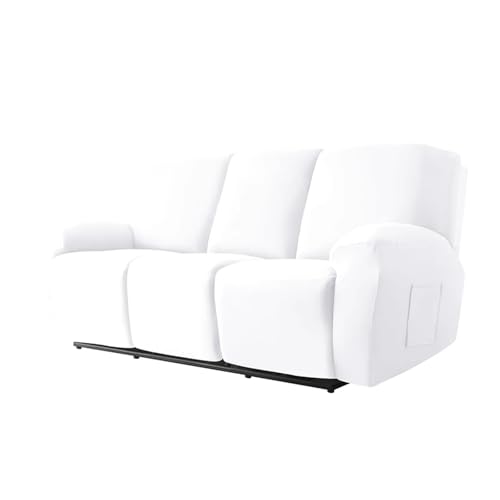 HXPKKX KANGYEBAIHUODIAN Stretch-Sofabezug for Liegestühle, passend for Wohnzimmer, elastischer Bezug for Liegestühle, Schutz for 1/2/3-Sitzer, Lazy Boy Relax-Sesselbezug(White,3 Seater) von HXPKKX