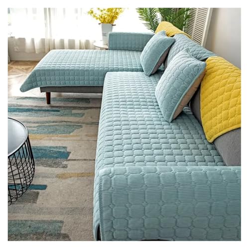 HXPKKX KANGYEBAIHUODIAN Verdickter Plüsch-Sofabezug, europäischer universeller Sofatuchbezug, Rutschfester Couchbezug, Sofatuch, passend for Wohnzimmerdekor(Light Green,110x160cm 1pc) von HXPKKX