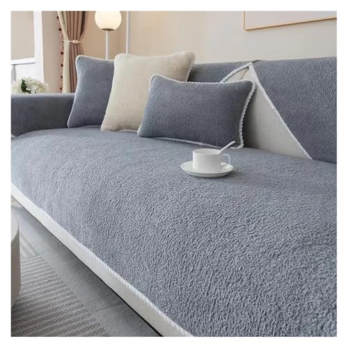HXPKKX KANGYEBAIHUODIAN Winterwarmes Samt-Sofatuch, weicher Plüsch-Sofabezug, passend for Wohnzimmer, L-förmig, Rutschfester Couchbezug(Gray,90x240cm 1pc) von HXPKKX