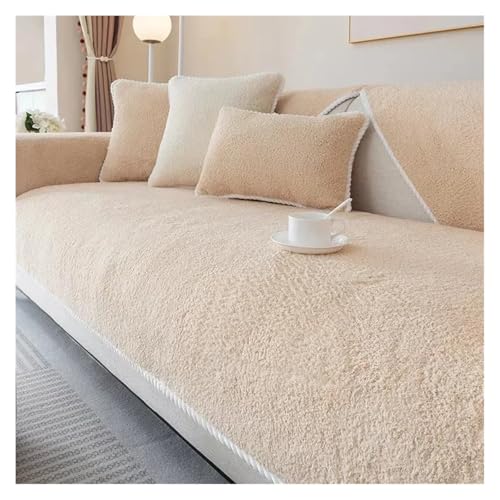 HXPKKX KANGYEBAIHUODIAN Winterwarmes Samt-Sofatuch, weicher Plüsch-Sofabezug, passend for Wohnzimmer, L-förmig, Rutschfester Couchbezug(Light Coffee,90x90cm 1pc) von HXPKKX