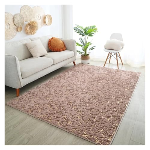 KANGYEBAIHUODIAN Faux Kaninchenfell Teppich passend for Wohnzimmer Beistelltisch Weißgold Marmor Flauschiger Teppich Luxus Badezimmermatte Nachttisch Fellmatte passend for Schlafzimmer(1,50x160cm) von HXPKKX