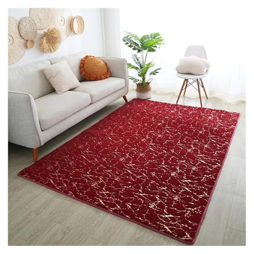 KANGYEBAIHUODIAN Faux Kaninchenfell Teppich passend for Wohnzimmer Beistelltisch Weißgold Marmor Flauschiger Teppich Luxus Badezimmermatte Nachttisch Fellmatte passend for Schlafzimmer(5,60x120cm) von HXPKKX