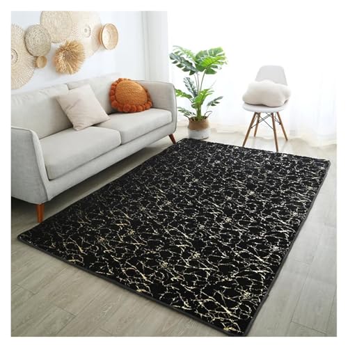 KANGYEBAIHUODIAN Faux Kaninchenfell Teppich passend for Wohnzimmer Beistelltisch Weißgold Marmor Flauschiger Teppich Luxus Badezimmermatte Nachttisch Fellmatte passend for Schlafzimmer(6,160x200cm) von HXPKKX