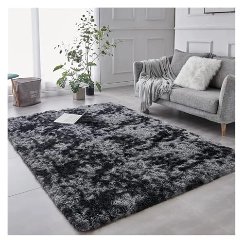 KANGYEBAIHUODIAN Fit for 2023 Heißer Schlafzimmer Extra Weich Seidig Glatt Shaggy Synthetische Flauschigen Teppich Pelz Teppich(Black) von HXPKKX